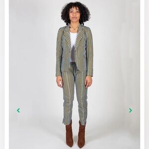 Royal Jelly Harlem Blaze & Slim Jenny Suit in Blue & Olive Stripes Small​​